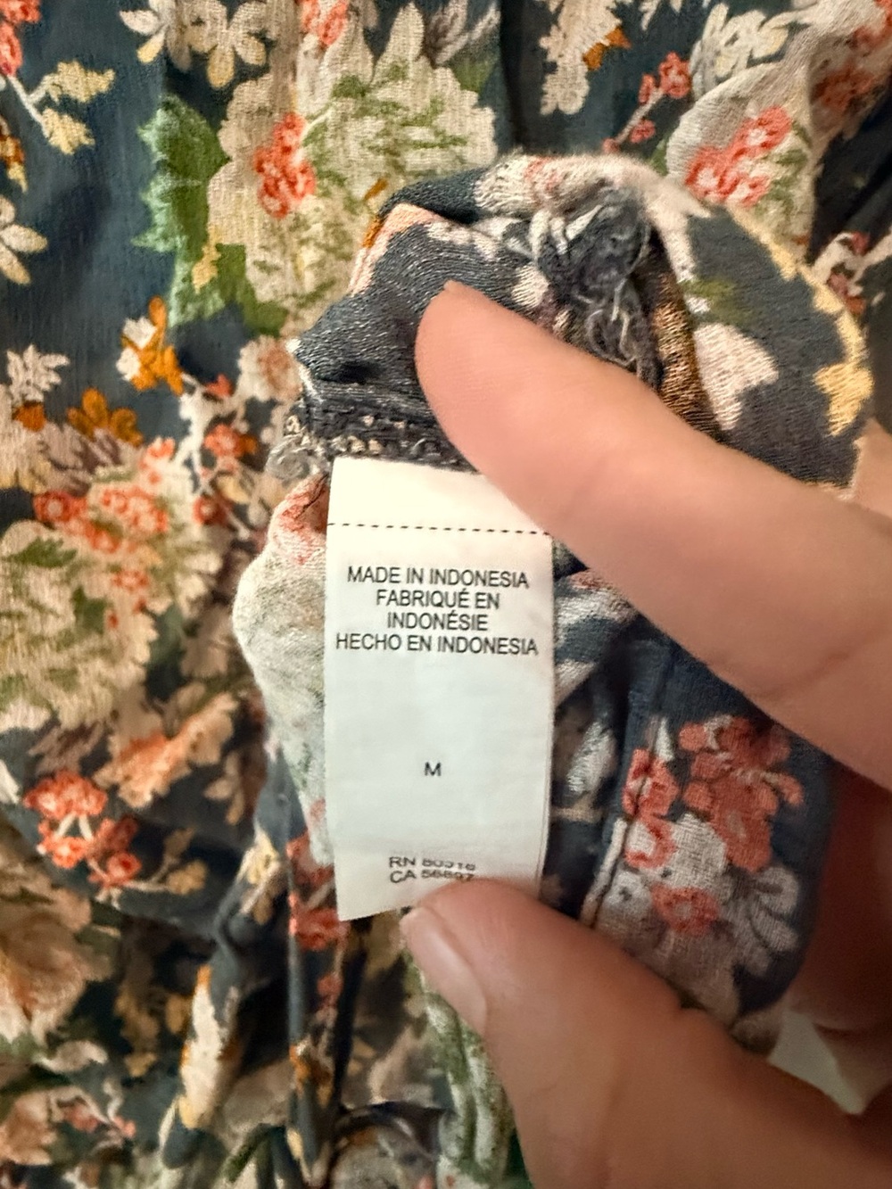 Lucky Brand Women's Navy Floral Wrap Faux-Wrap Tie-Waist Long Sleeve Blouse❤️ - Picture 6 of 7